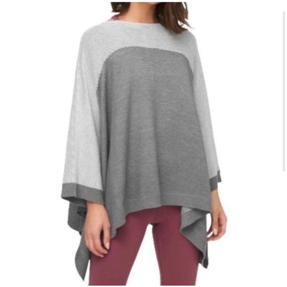 Lululemon It All Lines Up gray striped ribbed sweater poncho size One Size